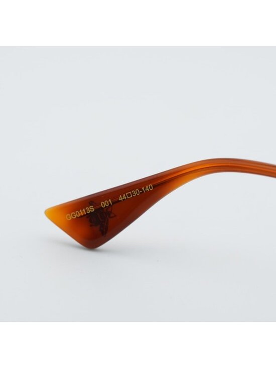 Gucci GG0113S 001 Sunglasses Black Gold Round Frame, Grey Gradient Lenses main image 15